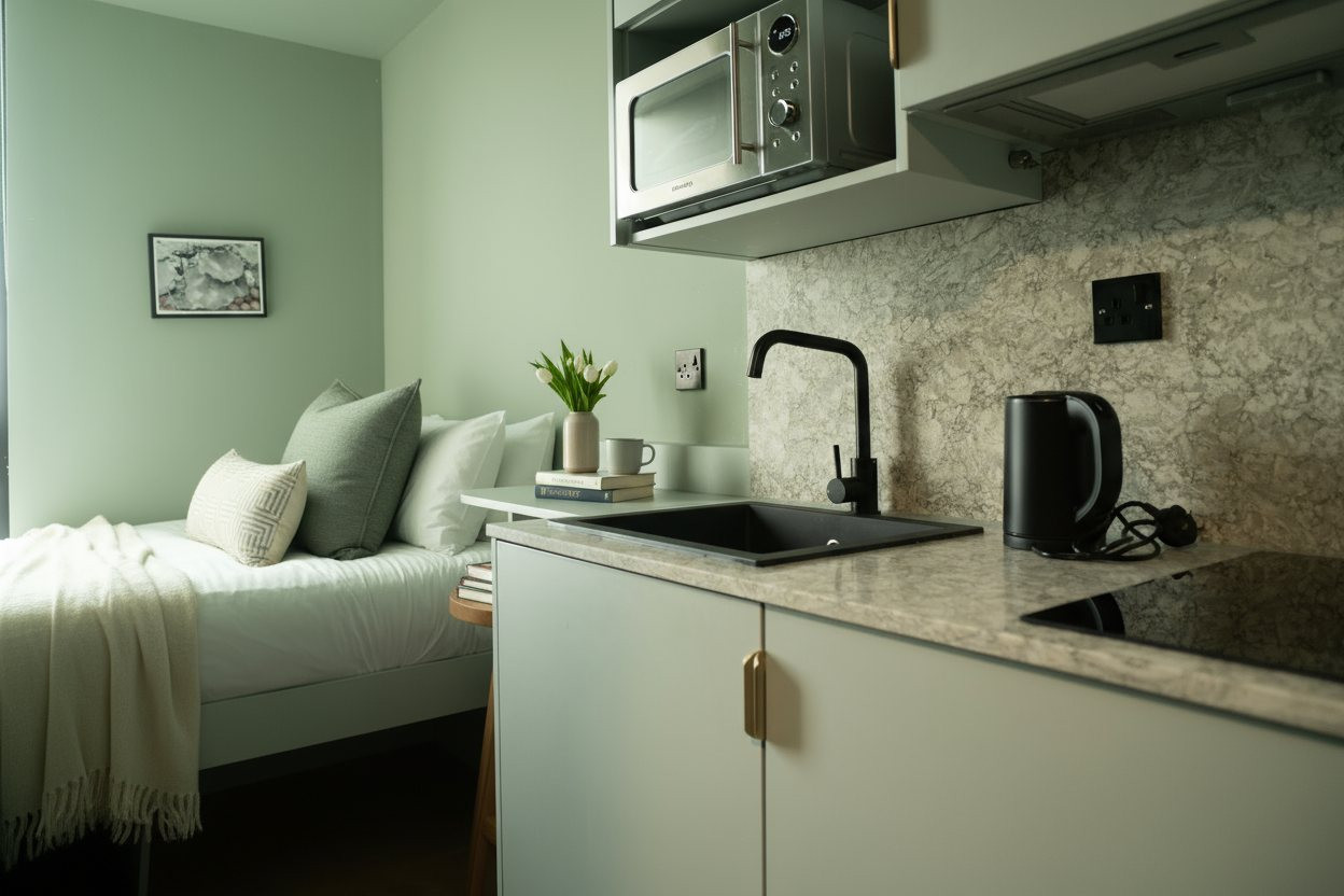 The Nook at Southall &Soul: private ensuite studio room with kitchenette, from £1,225 pcm all-inclusive